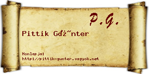 Pittik Günter névjegykártya